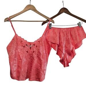 Vtg Victoria's Secret Gold Label Lingerie Women Medium 80s Pink Lace Glam Girly
